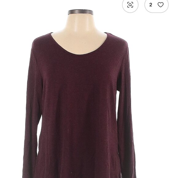 Cut Loose Burgundy Long sleeve Blouse with side slits Large - Picture 2 of 3